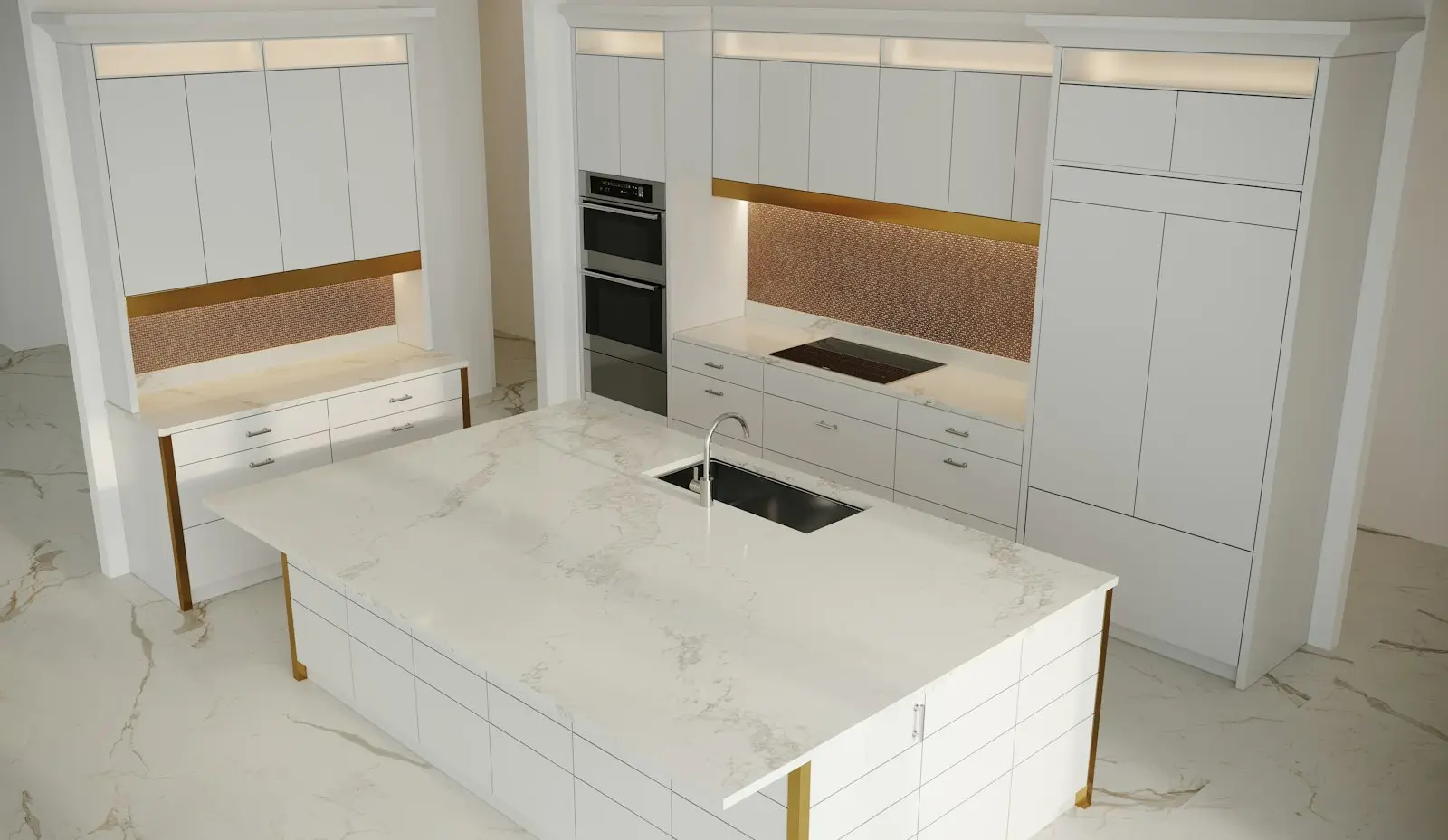 A bright residential kitchen with cabinets and counters. Boca Raton.